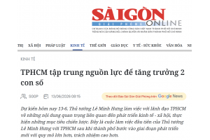 TPHCM tập trung nguồn lực để tăng trưởng 2 con số